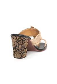 Black with Red Pom Brocade Kolhapuri Inspired image 6