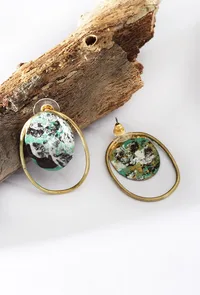 Marbled Stone Hoop Earrings image 1