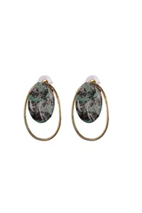 Marbled Stone Hoop Earrings image 2