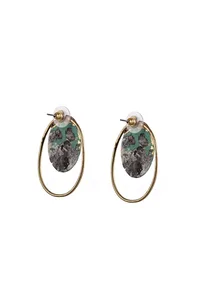 Marbled Stone Hoop Earrings image 3