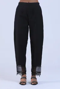 Women Black Cotton Pant image 1