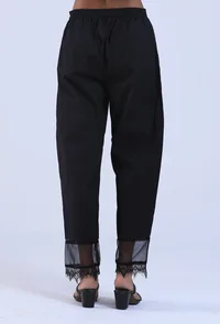 Women Black Cotton Pant image 4