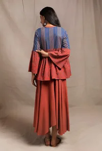 Brick-Cobalt Front Open Printed Kedia image 4