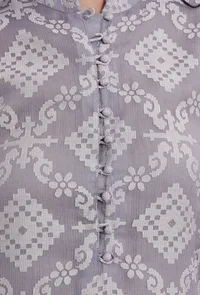 Cloud Grey Brasso Organza & Plain Organza Straight Kurta image 5