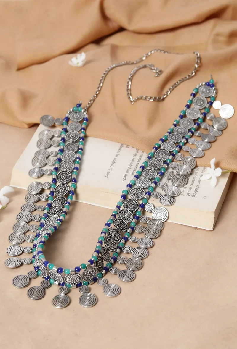 Blue Waist Chain Oxidised Kamarbandh