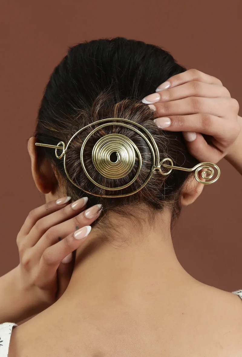 Golden Spiral Bloom Brass Juda Pin