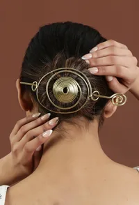 Golden Spiral Bloom Brass Juda Pin image 1