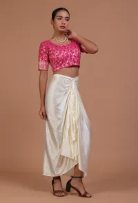 Pink Color Raw Silk Embroidered Blouse image 4