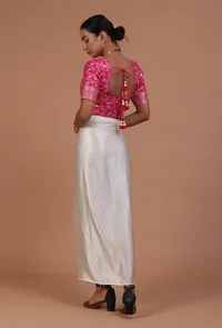 Pink Color Raw Silk Embroidered Blouse image 5