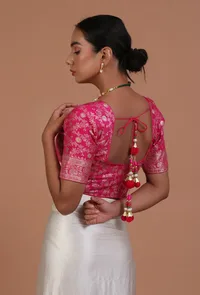 Pink Color Raw Silk Embroidered Blouse image 6