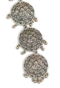 Maharani Pushpa Royal Antique Silver Floral Parandi image 4