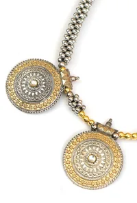 Triple Coin Oxidized Silver Statement Necklace Set image 5