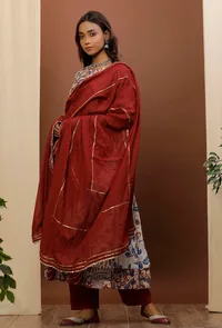 Rust Red Cotton Kota Dupatta image 1