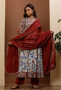 Rust Red Cotton Kota Dupatta image 2