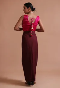 Dark Pink Color Organza Plain Blouse image 5