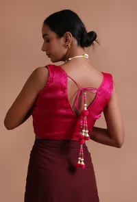 Dark Pink Color Organza Plain Blouse image 6