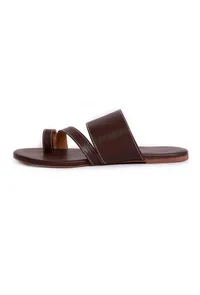 Ombre Brown Cruelty Free Leather Sliders image 2