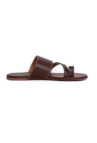 Ombre Brown Cruelty Free Leather Sliders image 3