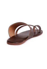 Ombre Brown Cruelty Free Leather Sliders image 4