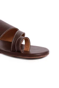 Ombre Brown Cruelty Free Leather Sliders image 5