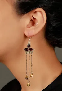 Red Afghan German Silver Earrings image 1