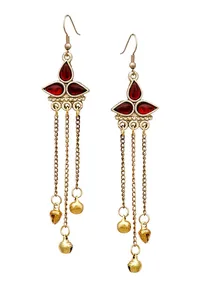 Red Afghan German Silver Earrings image 2