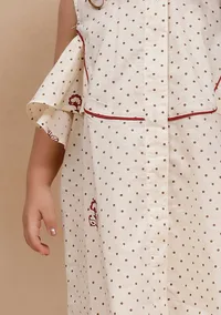 Set of 2: Beige Floral with dot Printed top and Beige Capri image 4