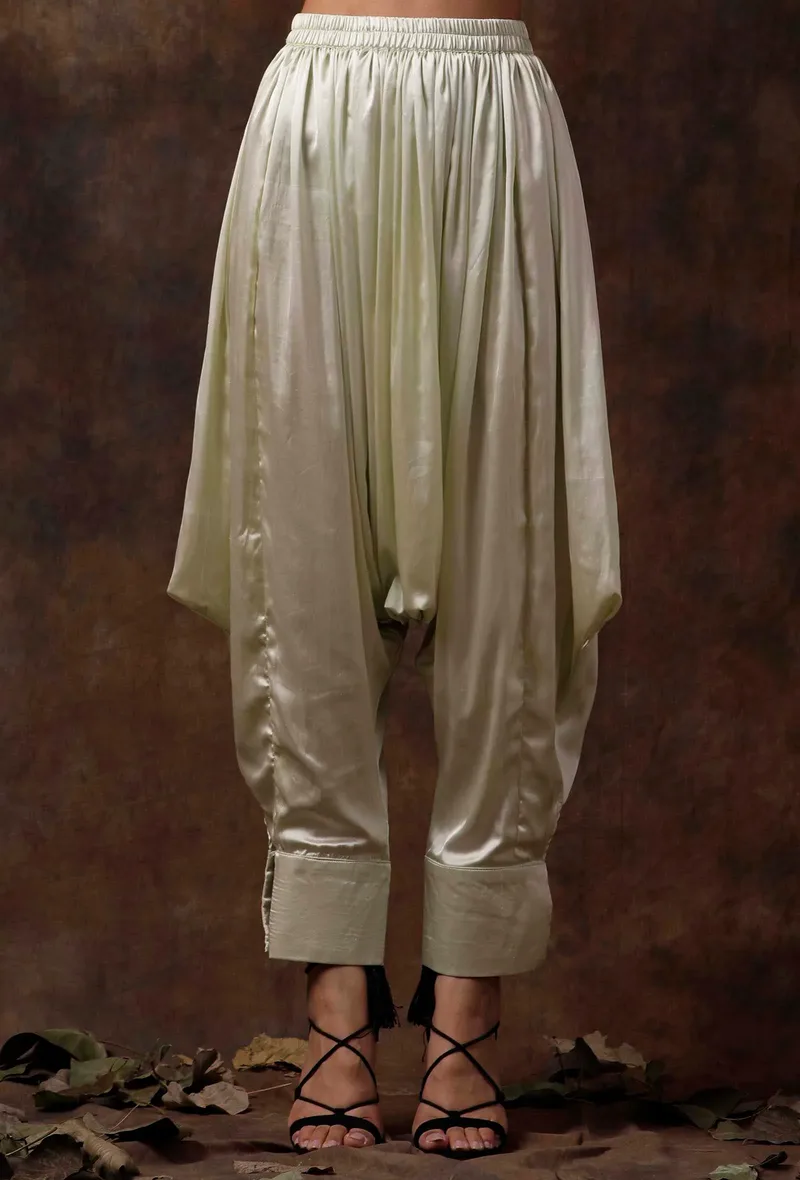 Mint Green Satin Dhoti Pants