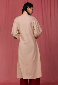 Pastel Brown Plain Round Bottom Linen Kurti image 5