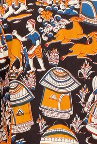 Black Full Sleeved Kalamkari Cape with Pockets image 4