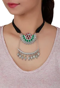 Multi Color Afghan German Silver Necklace image 1