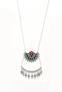 Multi Color Afghan German Silver Necklace image 2