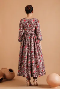 Set Of 3: Binita Allover Kalamkari Kurta With Chooridar & Sheer Organza Dupatta image 3