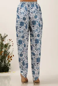 Set Of 3: Serena Organza Kalidar Kurta With Floral Chintz Blouse & Dhotipants image 5