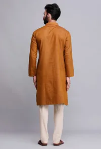 Set of 2: Caramel Brown Cotton Kurta and Pajama image 5