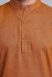 Set of 2: Caramel Brown Cotton Kurta and Pajama image 6