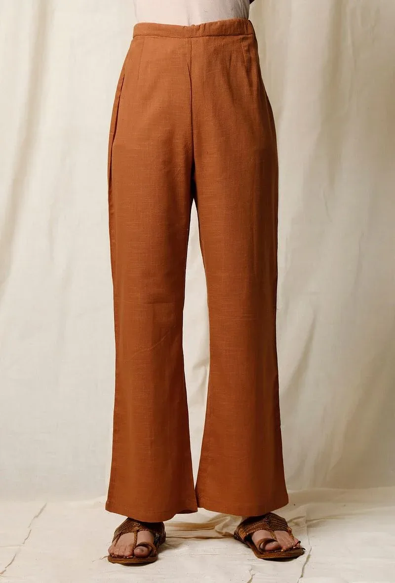 Narangi Cotton Slub Palazzos