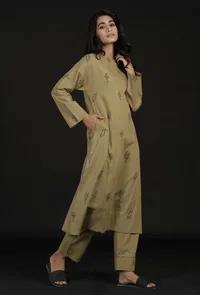 Sage Green Cotton Handblock Kurta image 3
