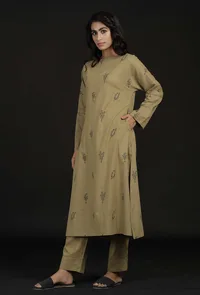 Sage Green Cotton Handblock Kurta image 4