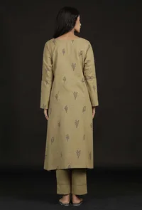 Sage Green Cotton Handblock Kurta image 5