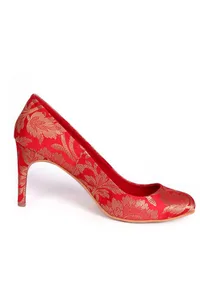 Red Pencil Heels In Brocade image 4