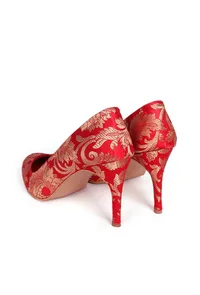 Red Pencil Heels In Brocade image 5
