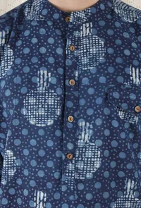 Jainil Cotton Indigo Short Kurta image 5