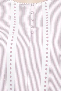 Set of 2: Lilac Floral Stripes Hand-Block Printed A line Cotton Kurta with Handblock Floral Printed Cotton Flared Palazzo image 6