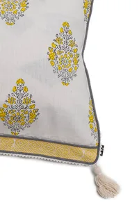 Set of 2: Summer Yellow Floral Handblock Cotton Cushion Covers image 4