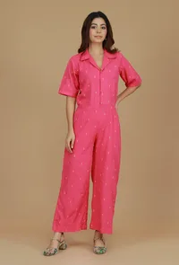Fuchsia Pink Booti Cotton Jumpsuit image 1
