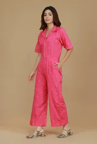Fuchsia Pink Booti Cotton Jumpsuit image 2
