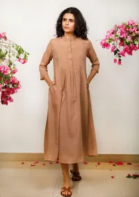 Brown Kota Gathered and flared dress image 1