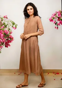 Brown Kota Gathered and flared dress image 3
