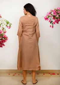Brown Kota Gathered and flared dress image 4